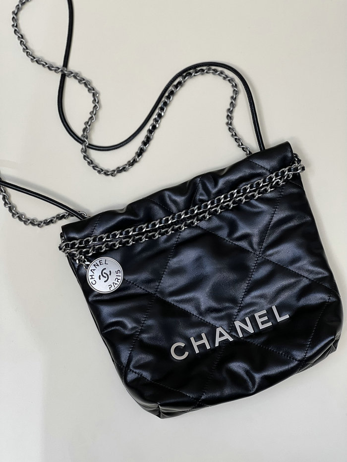 Chanel 22 Mini Handbag Black with Silver AS3980