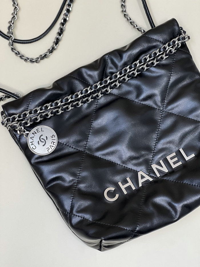 Chanel 22 Mini Handbag Black with Silver AS3980