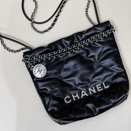 Chanel 22 Mini Handbag Black with Silver AS3980