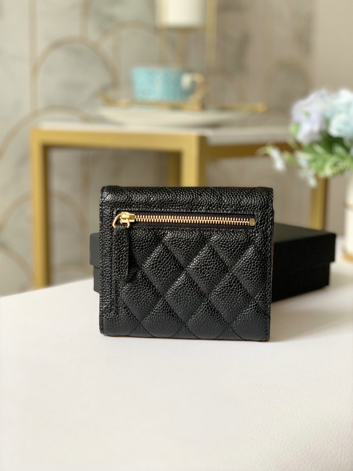 Chanel Caviar Small wallet Black with Gold AP31528