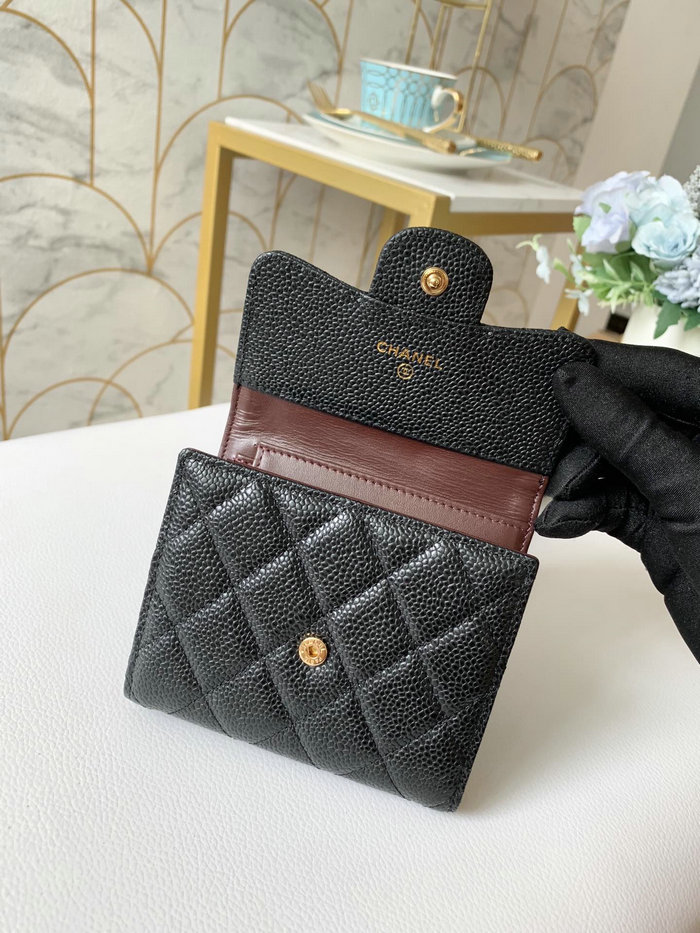 Chanel Caviar Small wallet Black with Gold AP31528