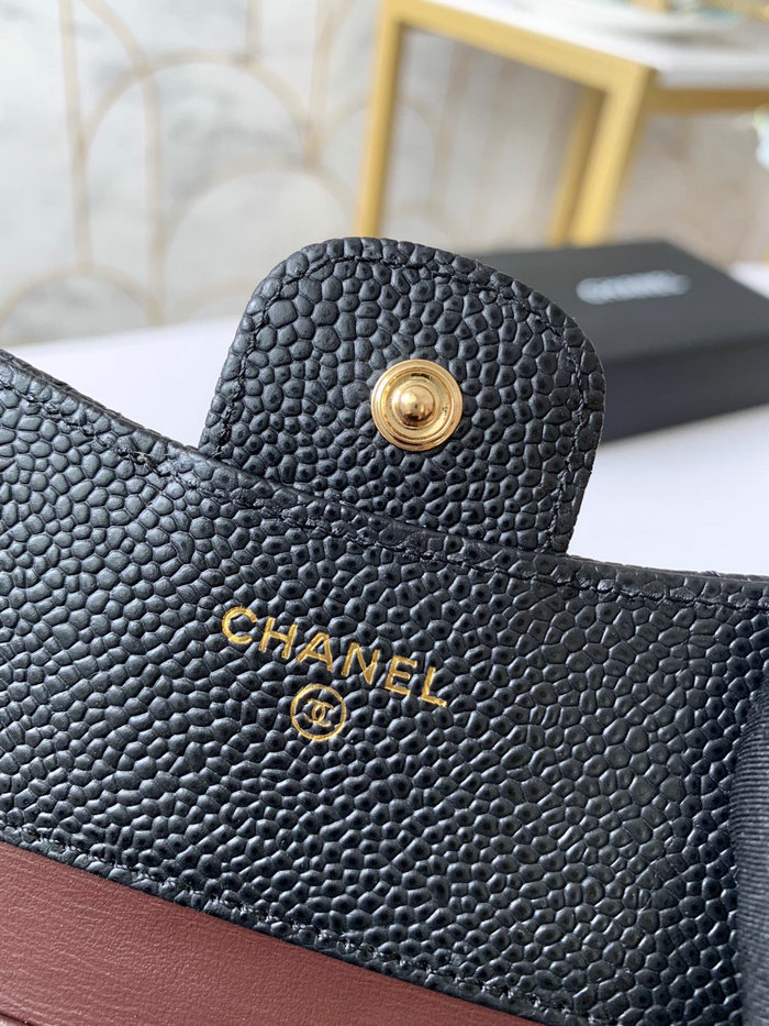 Chanel Caviar Small wallet Black with Gold AP31528