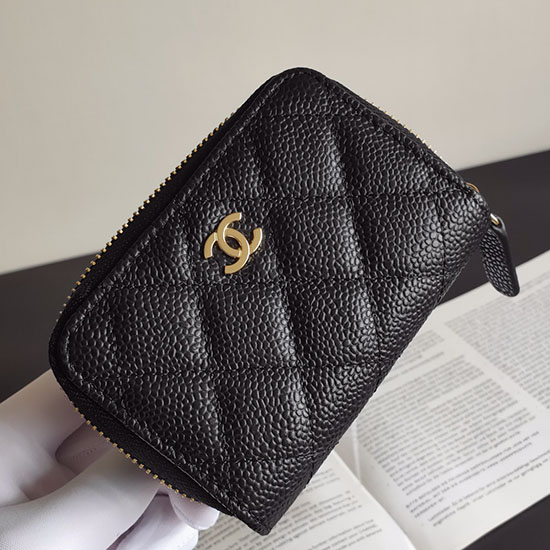 Chanel Caviar Zippy Coin Purse Black with Gold A84511