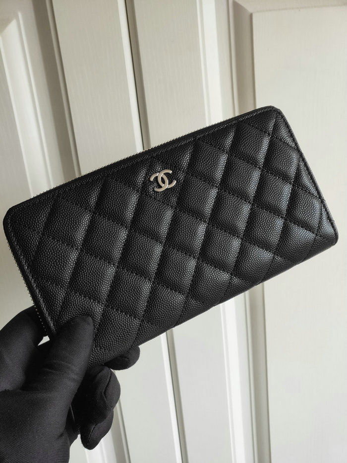 Chanel Grained Calfskin Classic Long Zipped Wallet AP0242