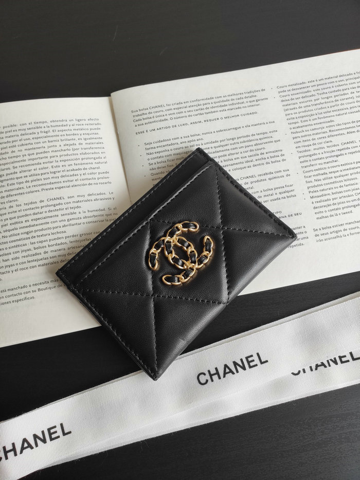 Chanel Lambskin Card Holder Black AP1167