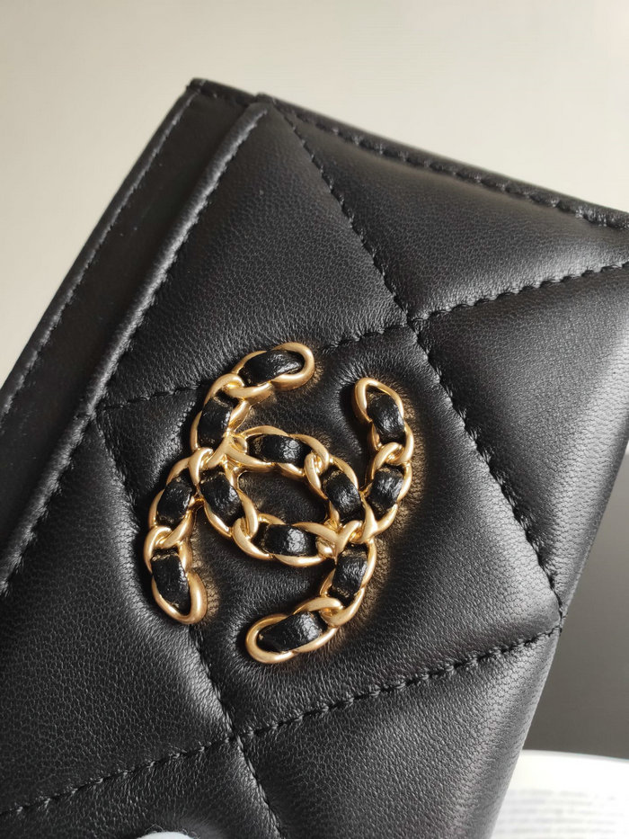 Chanel Lambskin Card Holder Black AP1167