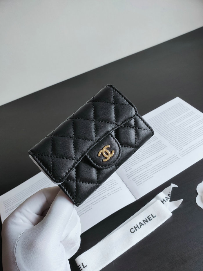 Chanel Lambskin Small Wallet Black AP0214