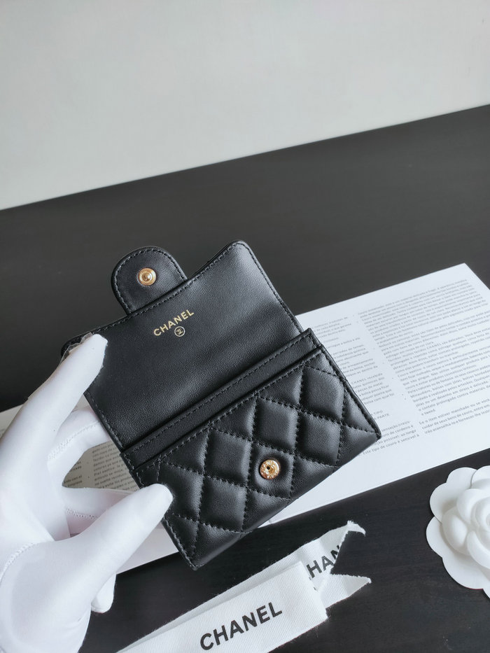 Chanel Lambskin Small Wallet Black AP0214