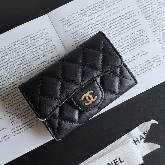 Chanel Lambskin Small Wallet Black AP0214