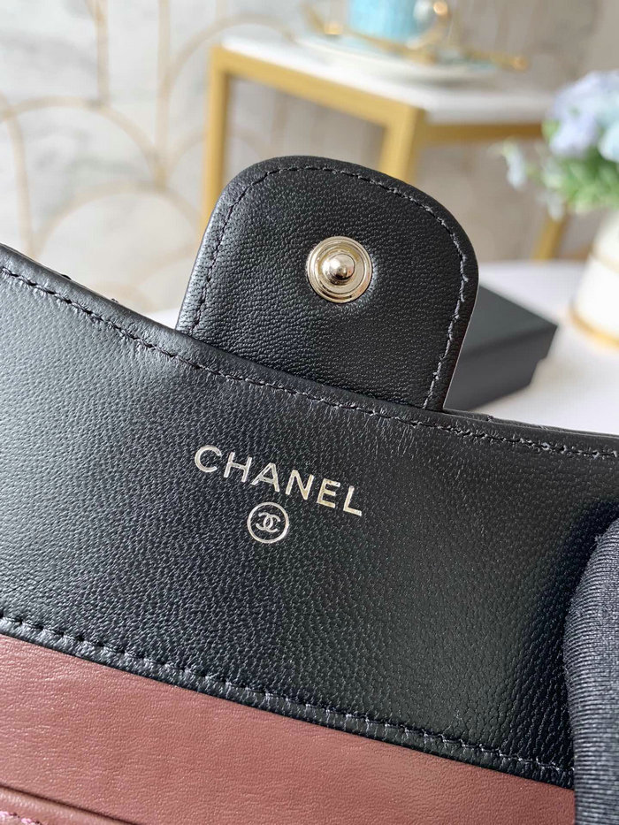 Chanel Lambskin Small wallet Black with Silver AP31528