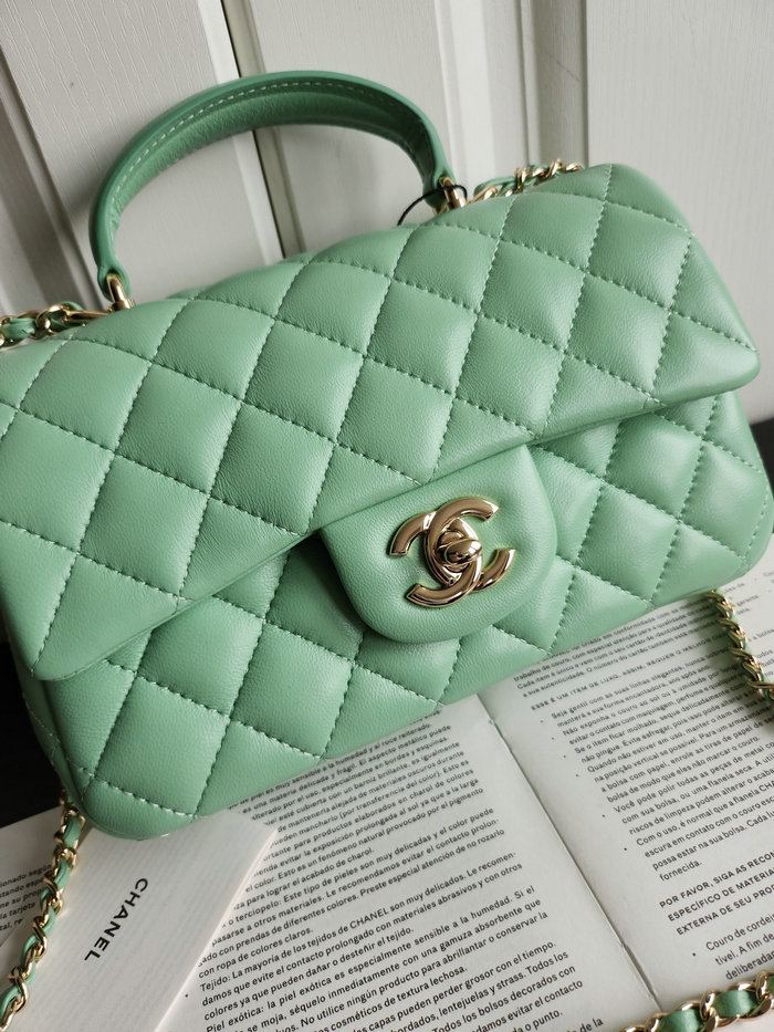 Chanel Small Flap Shoulder Bag Green AS2431