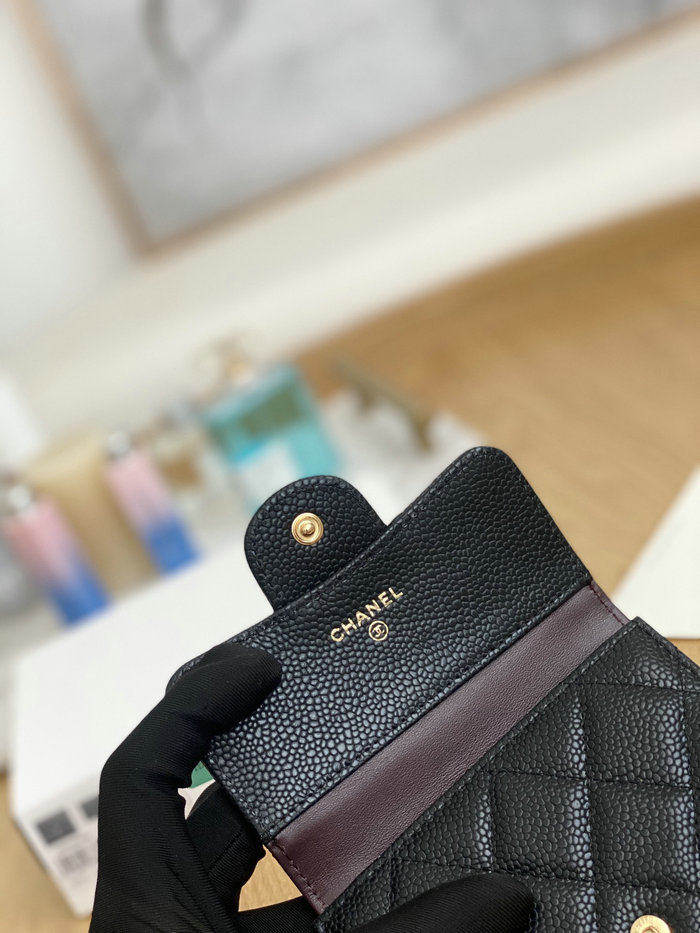 Chanel Small wallet Black with Gold AP81528