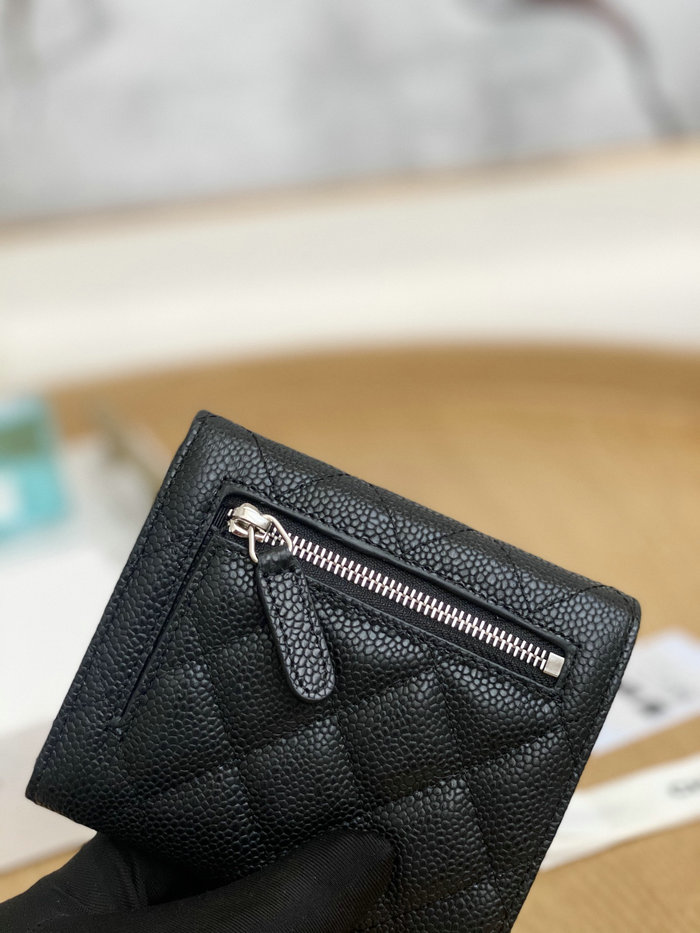 Chanel Small wallet Black with Silver AP81528