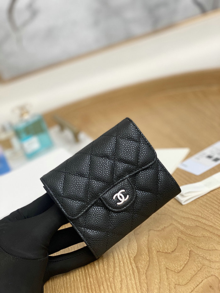 Chanel Small wallet Black with Silver AP81528