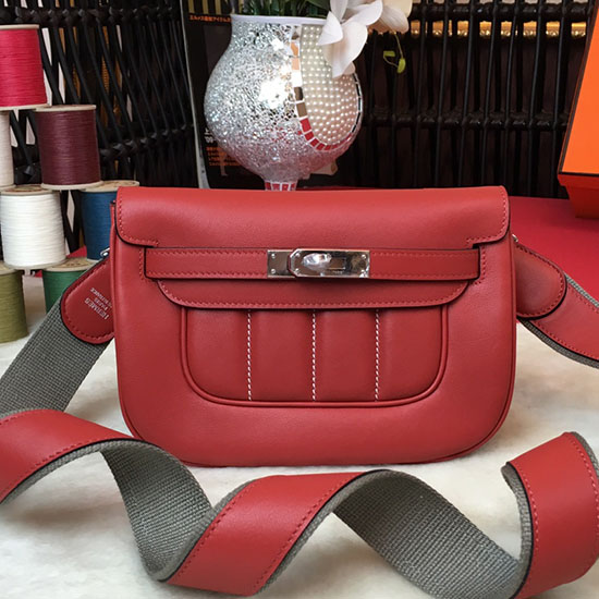 Hermes Swift Leather Berline Bag Red H04121