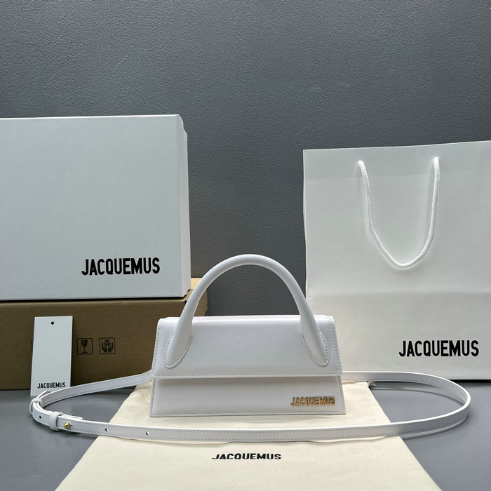 Jacquemus Calfskin Le Chiquito Long Handbag White J2053