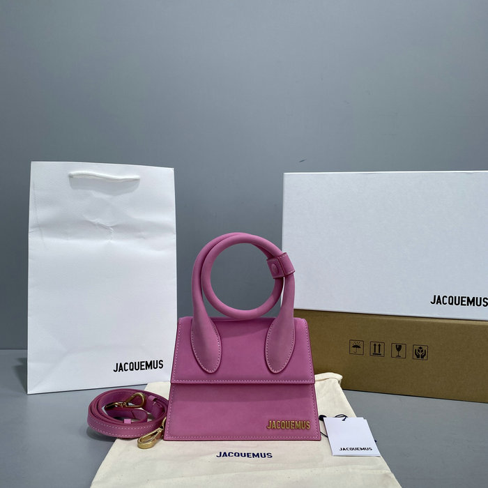 Jacquemus Suede Le Chiquito Noeud Coiled Handbag Pink J2023