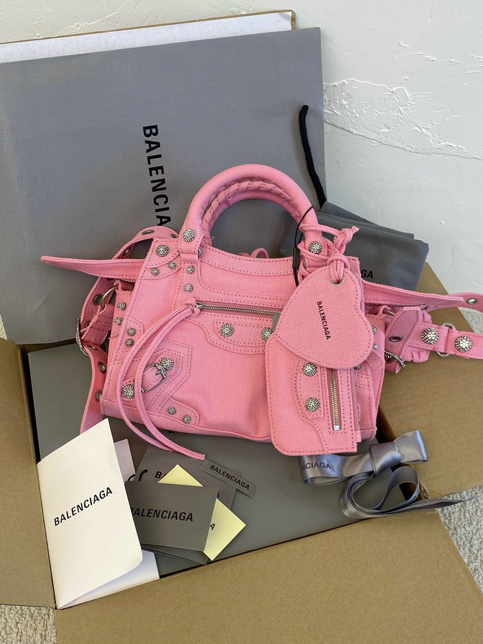 Balenciaga Denim Neo Classic City XS Tote Bag Pink B700940