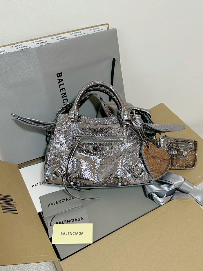 Balenciaga Leather Neo Classic City XS Tote Bag Silver B700941