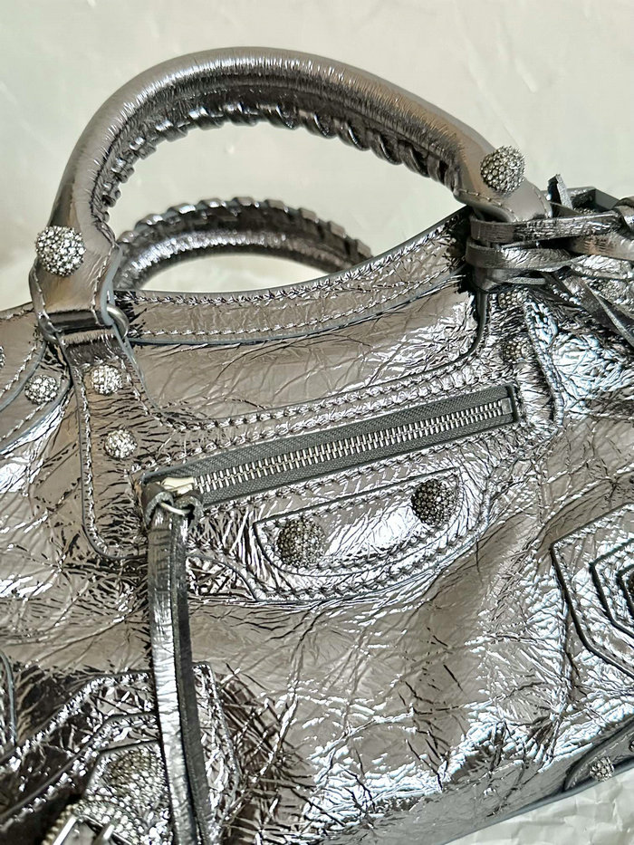 Balenciaga Leather Neo Classic City XS Tote Bag Silver B700941