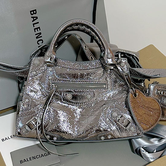 Balenciaga Leather Neo Classic City XS Tote Bag Silver B700941