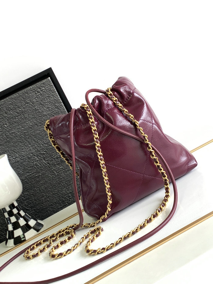 Chanel 22 Mini Handbag Burgundy AS3980