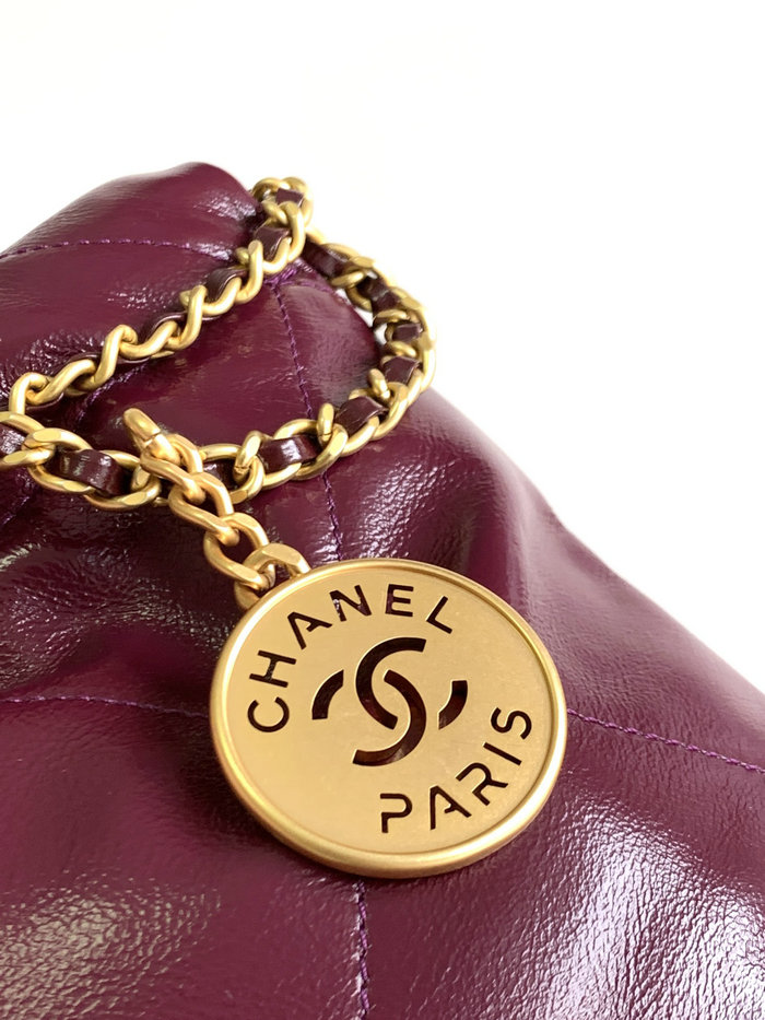 Chanel 22 Mini Handbag Burgundy AS3980