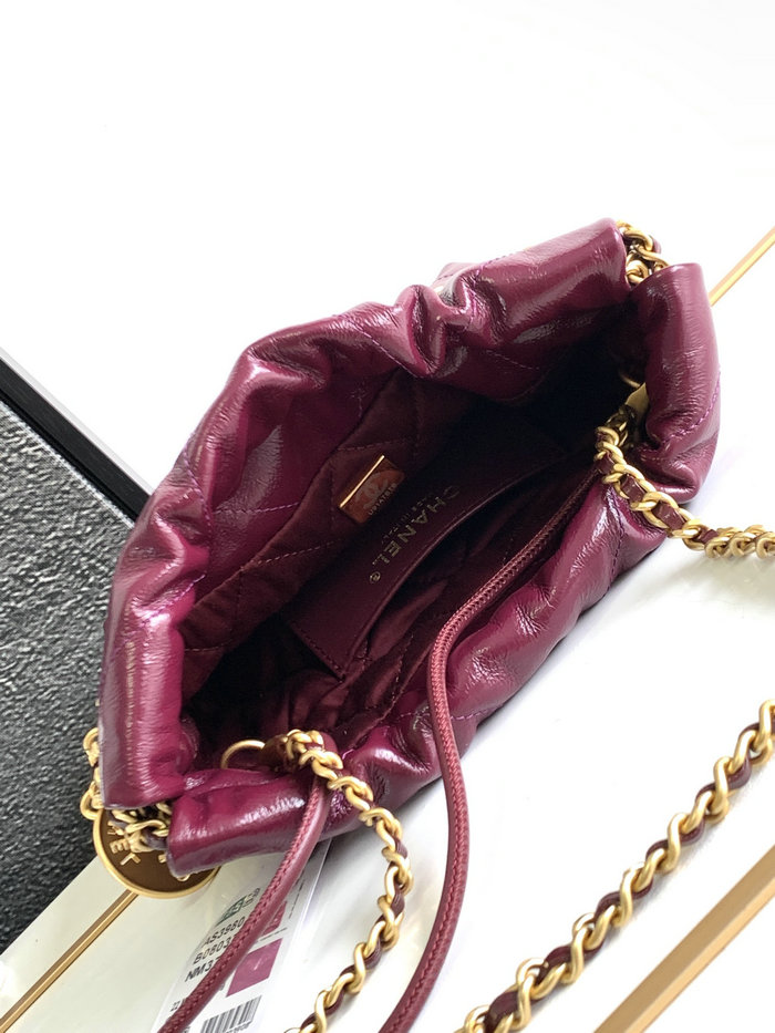 Chanel 22 Mini Handbag Burgundy AS3980