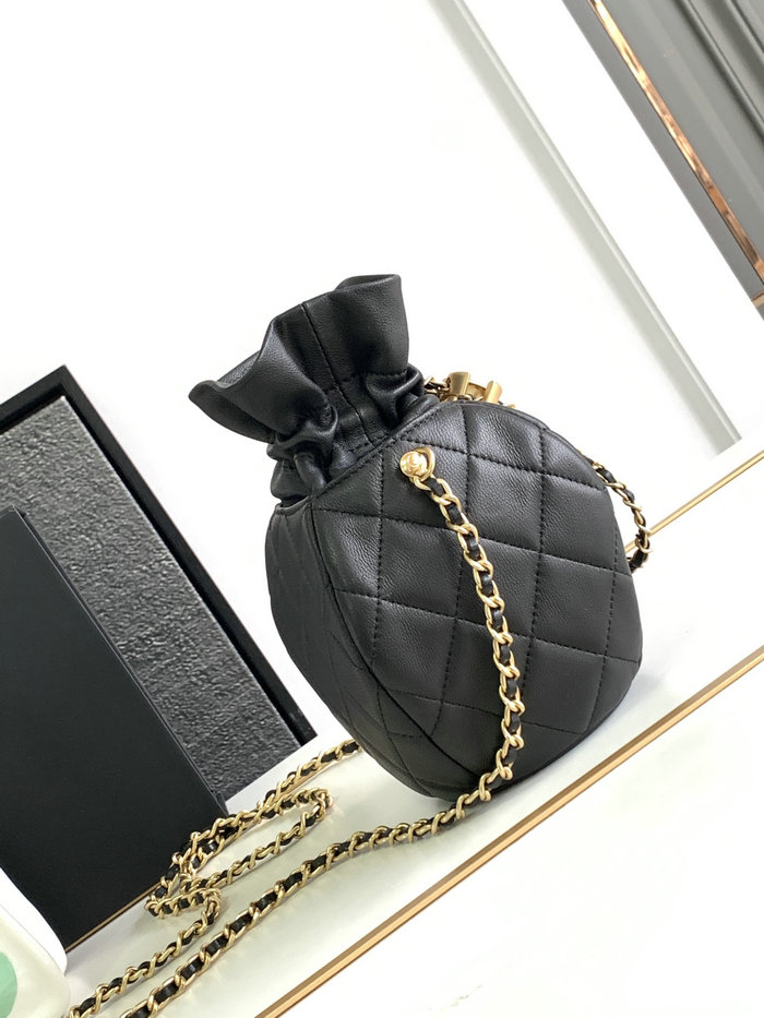 Chanel Lambskin Shoulder Bag Black AS2323