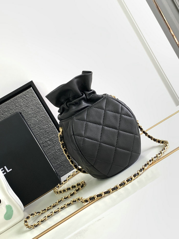 Chanel Lambskin Shoulder Bag Black AS2323