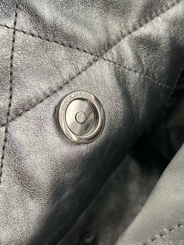 Chanel Shiny Calfskin Handbag Silver AS3261