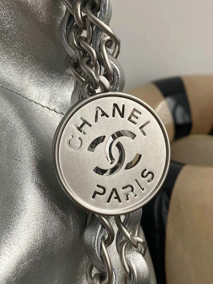 Chanel Shiny Calfskin Small Handbag Silver AS3260