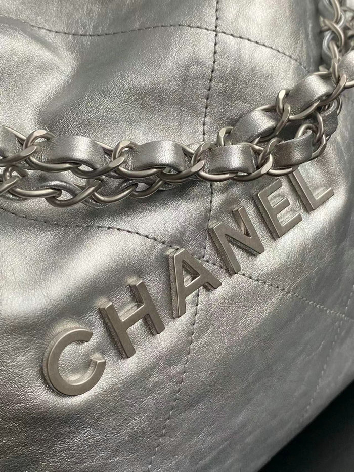 Chanel Shiny Calfskin Small Handbag Silver AS3260