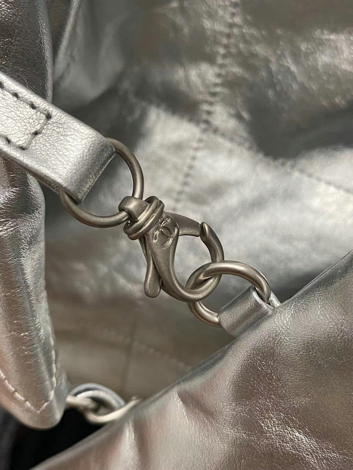 Chanel Shiny Calfskin Small Handbag Silver AS3260
