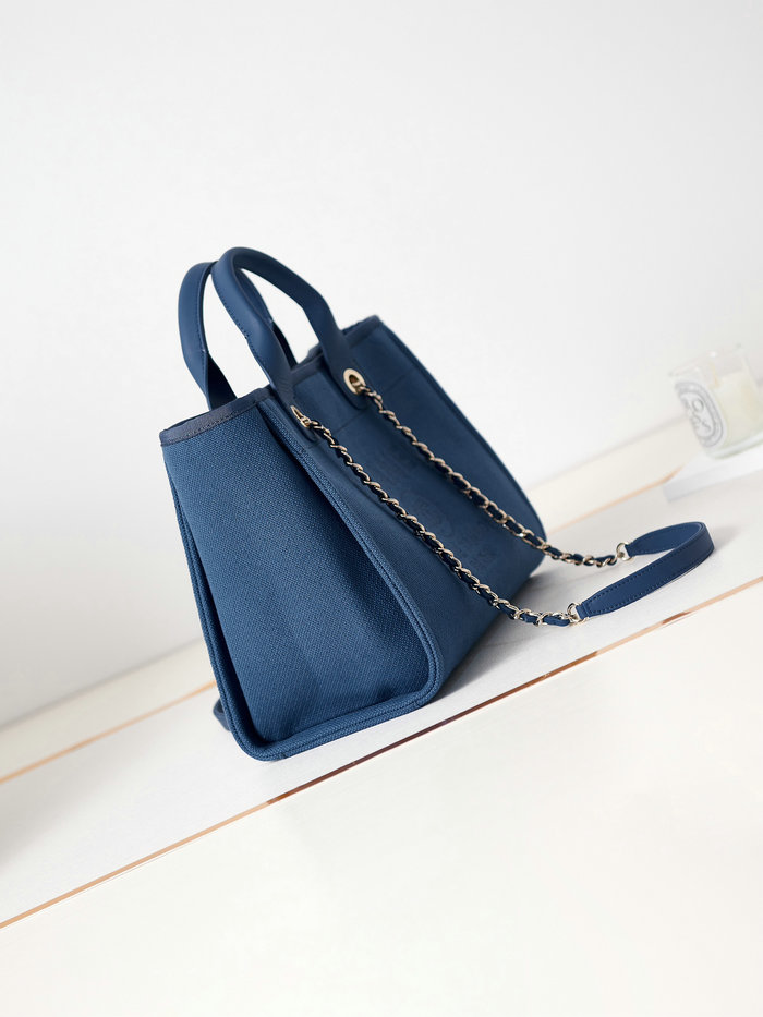 Chanel Small Tote Dark Blue AS3257