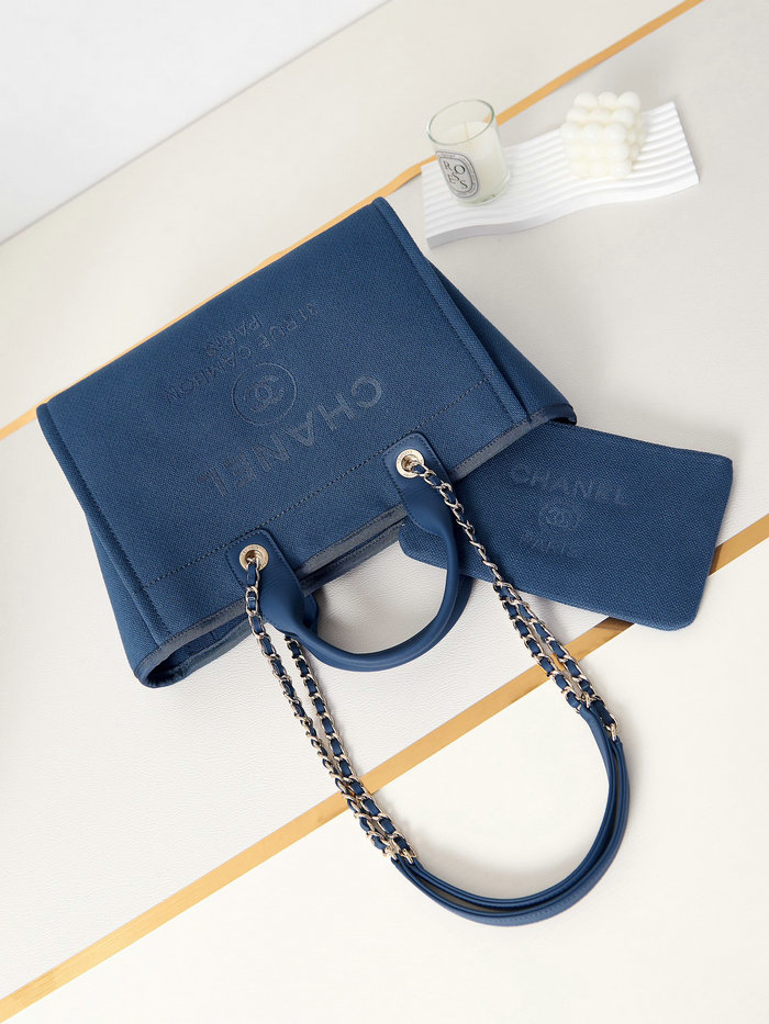 Chanel Small Tote Dark Blue AS3257