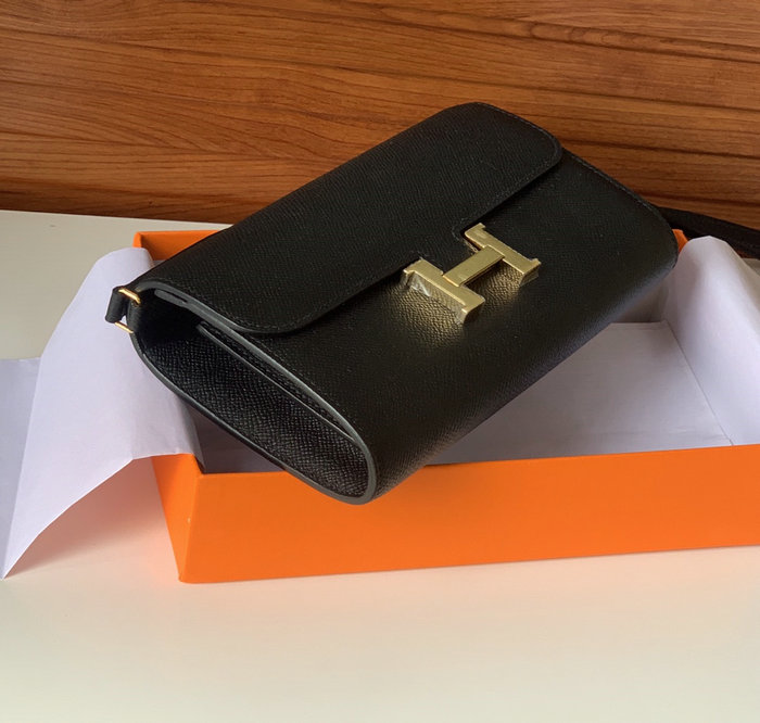 Hermes Constance Long To Go Wallet Black HCG201