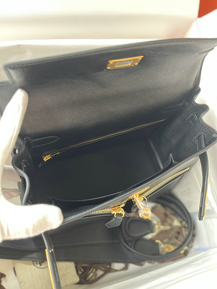 Hermes Swift Leather Kelly Lakis Bag Black KL2832