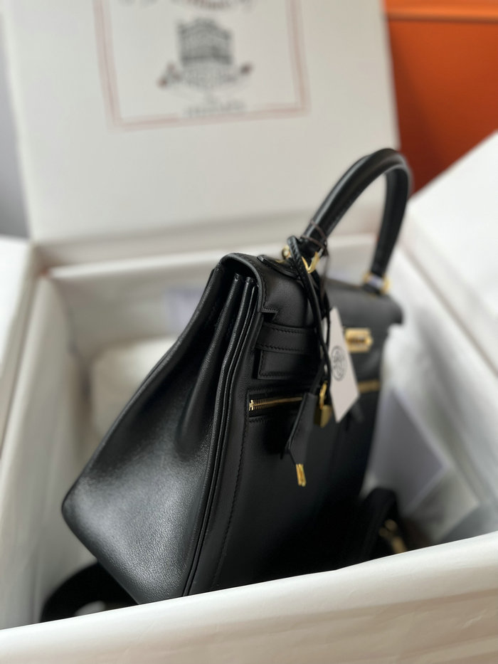 Hermes Swift Leather Kelly Lakis Bag Black KL2832