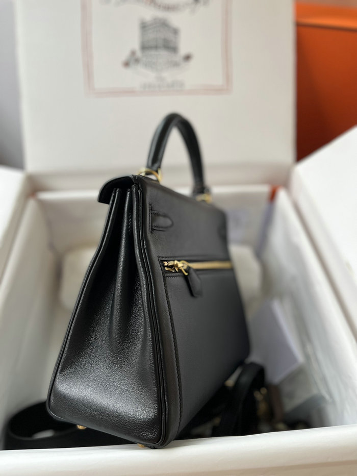 Hermes Swift Leather Kelly Lakis Bag Black KL2832