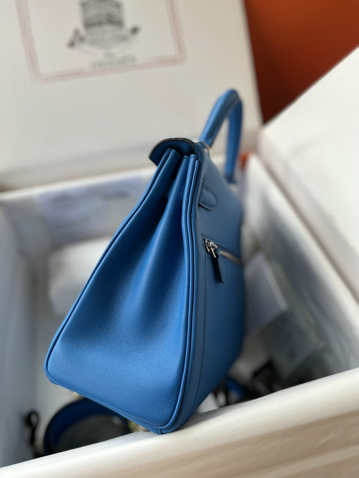 Hermes Swift Leather Kelly Lakis Bag Blue Hydra KL2832