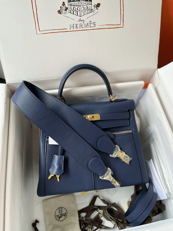 Hermes Swift Leather Kelly Lakis Bag Blue saphir KL2832