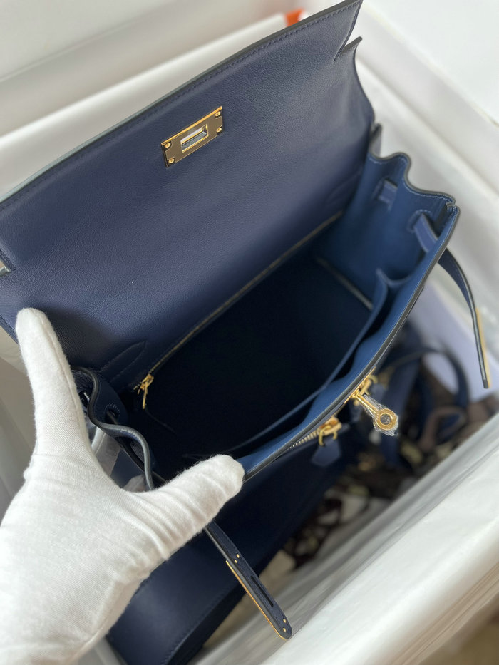 Hermes Swift Leather Kelly Lakis Bag Blue saphir KL2832