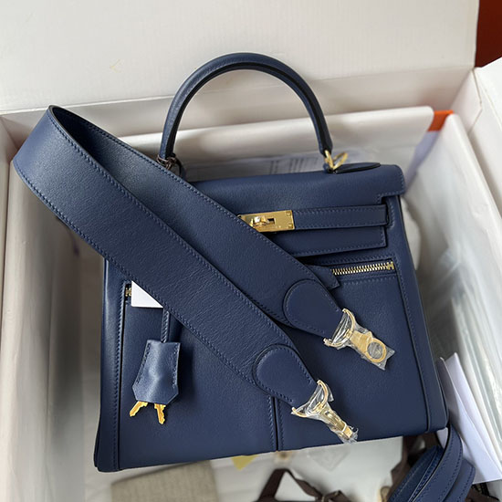 Hermes Swift Leather Kelly Lakis Bag Blue saphir KL2832