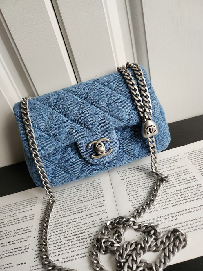 Mini Chanel Denim Flap Shoulder Bag AS3828