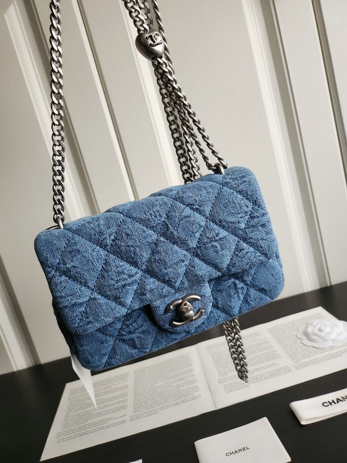 Mini Chanel Denim Flap Shoulder Bag AS3828