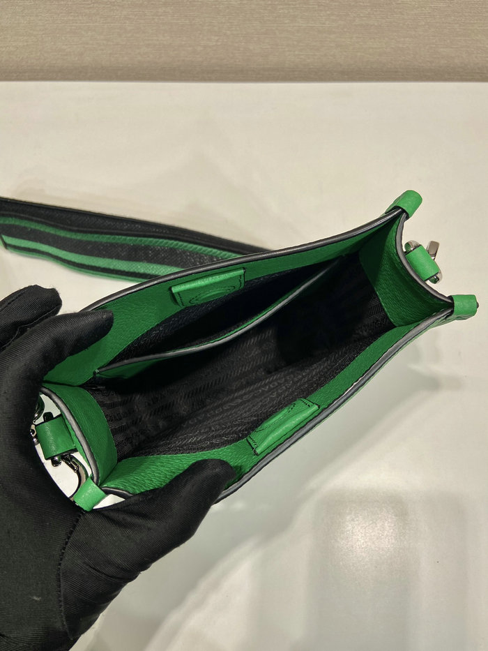 Prada Leather Shoulder Bag Green 1BC073