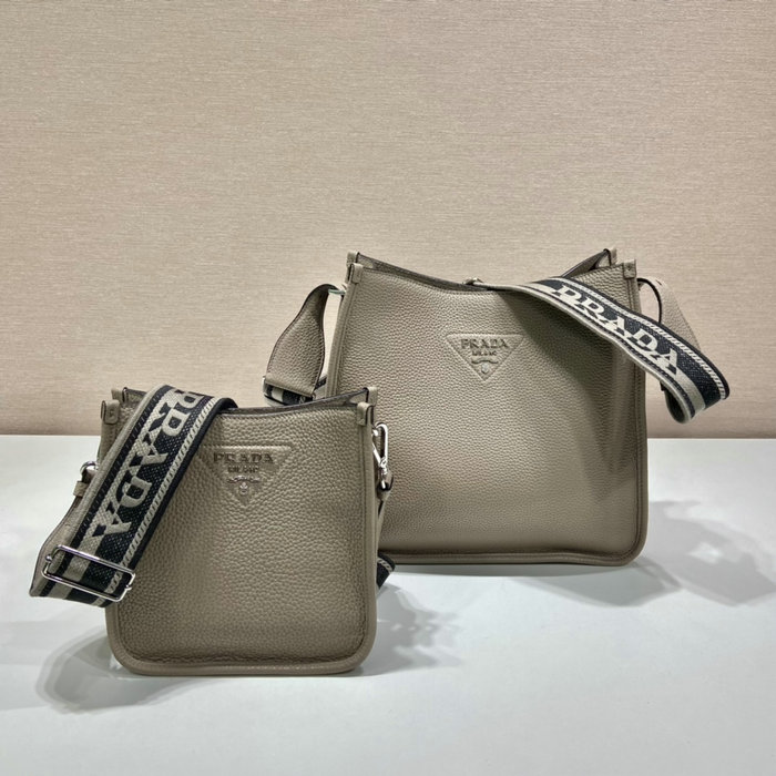 Prada Leather Shoulder Bag Grey 1BC073