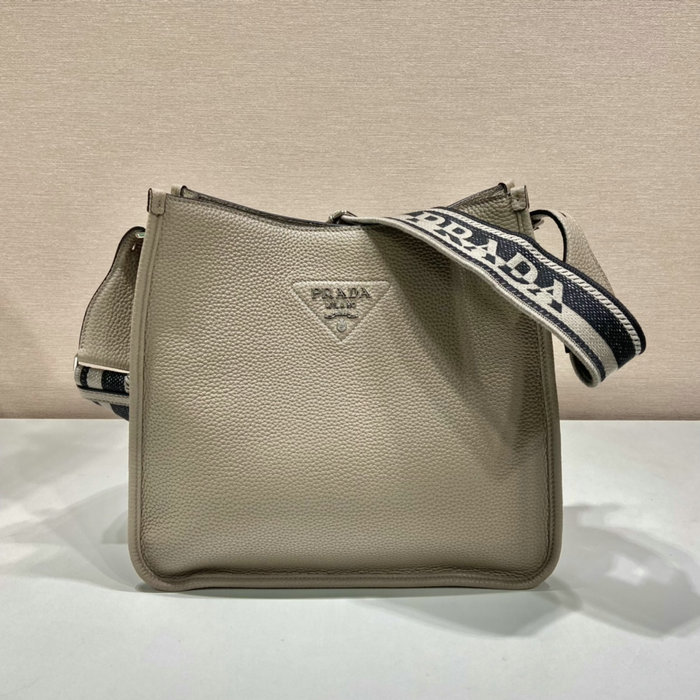 Prada Leather Shoulder Bag Grey 1BC073
