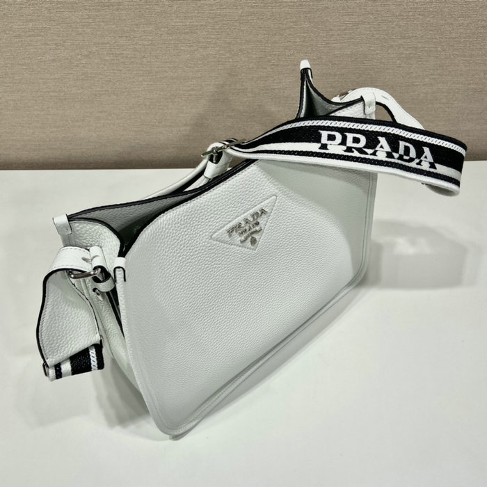 Prada Leather Shoulder Bag White 1BC073